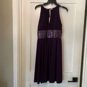 R&M RICHARDS Purple Sleeveless Midi Dress Sequenced